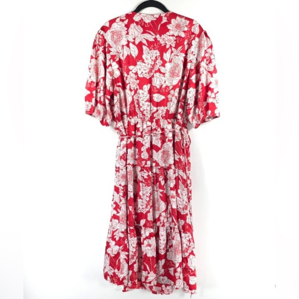 NWT REBECCA MINKOFF Mary Wrap Up Tie‎ Floral Flowy Midi Dress MEDIUM - Picture 5 of 14